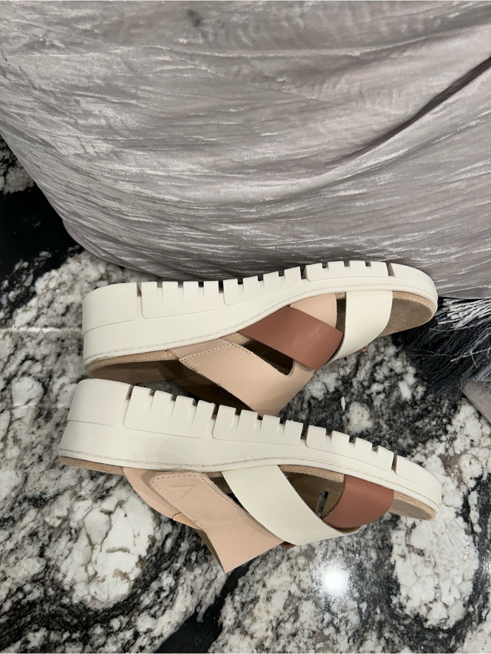 Vionic Women's Pink, Cream & Brown Crisscross Comfort Sandals - Picture 5 of 7